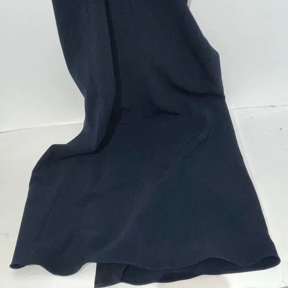 Marchesa Notte Navy One Shoulder Beaded Stretch Crepe Long Gown Size 2‎ NWT